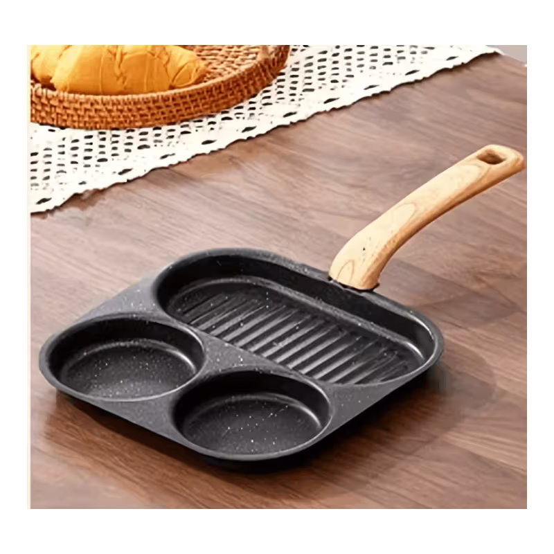 4-in-1 Cast Iron Egg Cooker, Non-Stick Single Handle Frying Pan, Dishwasher Safe, Compatible with Electric Coil Stoves